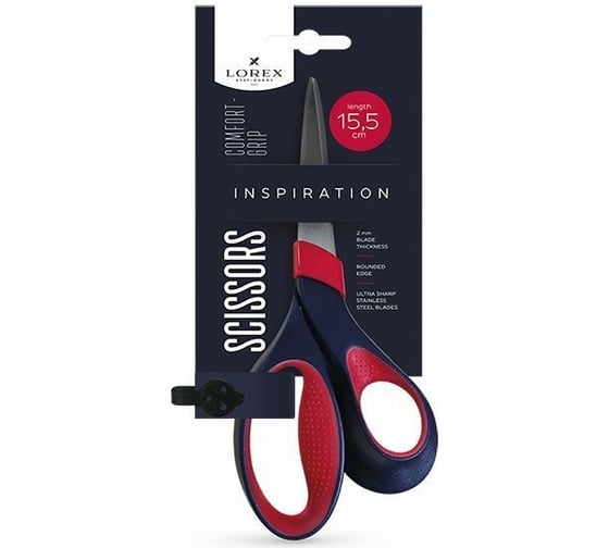 Ножницы LOREX COMFORT-GRIP INSPIRATION офисные 155 мм прорезиненные эргономичные ручки LXSCCG155-IS 1