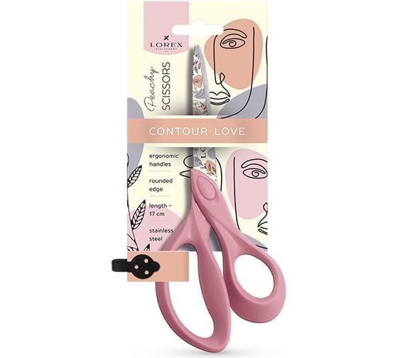 Ножницы LOREX PEACHY CONTOUR LOVE офисные 170 мм пластик принт на лезвиях LXSCPC17-CL