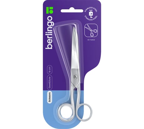 Цельнометаллические ножницы BERLINGO Steel&Style 16 см DNn_16007