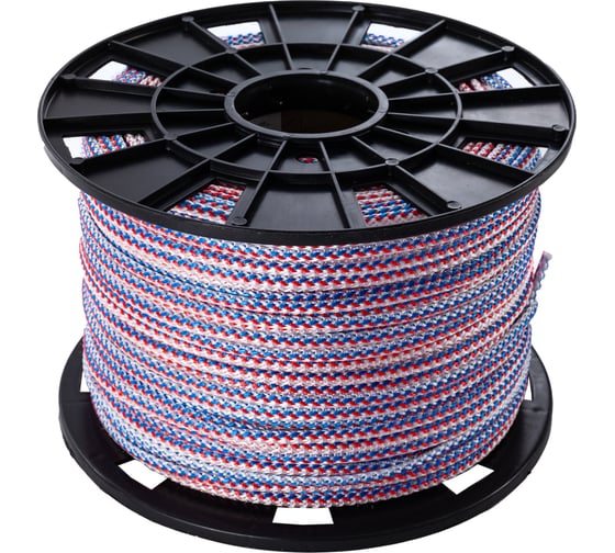 Вязаный полипропиленовый шнур Политех с сердечником, цветной, Ф6 мм, (200 м), 12 ктекс; 95 кгс 8001060