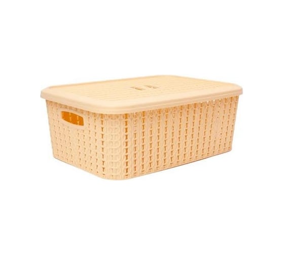 Корзина с крышкой Comfort Life Вязаный узор 10 л, коричневая 1/24 ЕК-601-8
