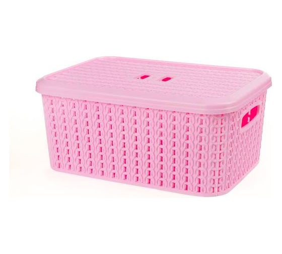Корзина с крышкой Comfort Life Вязаный узор 10 л, розовая 1/24 ЕК-601-3