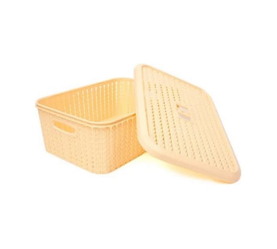 Корзина с крышкой Comfort Life Вязаный узор 6 л, кремовая 1/24 ЕК-600-6
