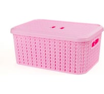 Корзина с крышкой Comfort Life Вязаный узор 6 л, розовая 1/24 ЕК-600-3
