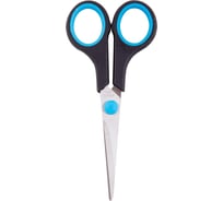 Набор ножниц OfficeSpace, 24 шт в упаковке, 14 см, черные с синими вставками, ПВХ-чехол с ом 264900