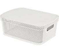 Корзина Blocker п/п, 380x270x143, 11 л, с крышкой, стенки перфорированные, дно сплошное, белое облако 36147