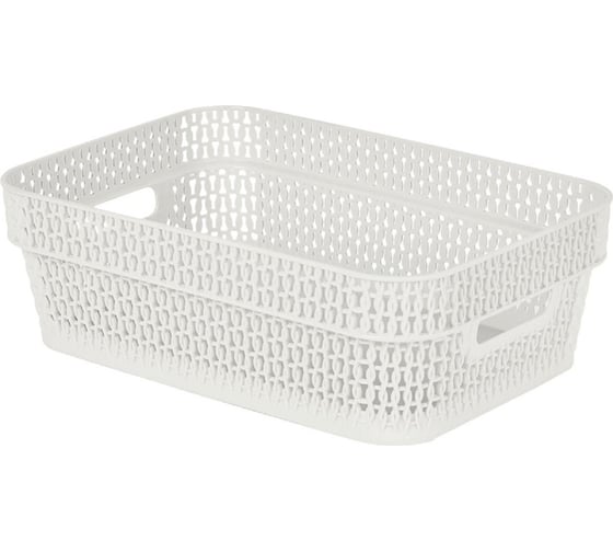 Корзина Blocker п/п, 271x183x87, 3 л, с ручками, стенки перфорированные, дно сплошное, белое облако 36149 1