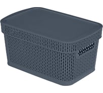 Корзина Blocker п/п, 281x185x139, 5 л, с крышкой, стенки перфорированные, дно сплошное, космический серый 36141