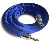 Декоративный канат Rusbarrier бархатная перемычка, с декор карабином, 1,5 метра KBP-0015 blue