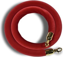 Декоративный канат Rusbarrier бархатная перемычка, с золотым декор карабином, 1,5 метра KBPg-0015 red