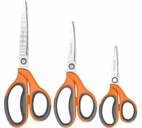 Ножницы BRAUBERG PROFESSIONAL 3 шт 135, 180, 210 мм, серо-оранжевые ручки 272981
