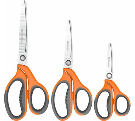 Ножницы BRAUBERG PROFESSIONAL 3 шт 135, 180, 210 мм, серо-оранжевые ручки 272981