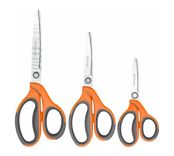 Ножницы BRAUBERG PROFESSIONAL 3 шт 135, 180, 210 мм, серо-оранжевые ручки 272981