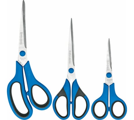 Ножницы BRAUBERG UNIVERSAL 3 шт 140, 170, 210 мм, черно-синие ручки 272978