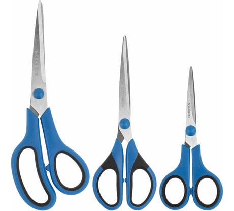 Ножницы BRAUBERG UNIVERSAL 3 шт 140, 170, 210 мм, черно-синие ручки 272978