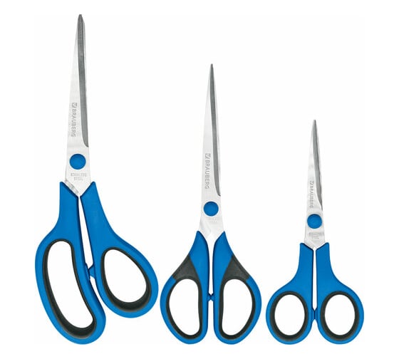 Ножницы BRAUBERG UNIVERSAL 3 шт 140, 170, 210 мм, черно-синие ручки 272978