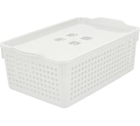 Корзинка МУЛЬТИДОМ Лофт 3.8 л 295х185х105 мм с крышкой белый 643 106
