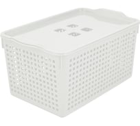 Корзинка МУЛЬТИДОМ Лофт 5.3 л 295х185х145 мм с крышкой белый 644 106