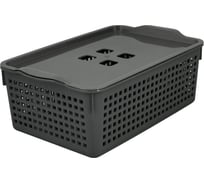 Корзинка МУЛЬТИДОМ Лофт 3.8 л 295х185х105 мм с крышкой серый 643 108