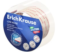 Упаковочная клейкая лента ErichKrause Low noise повышенной прозрачности, бесшумная, 48 mmх50 m (в пленке по 1 шт) 58748