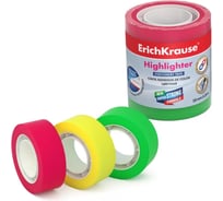 Клейкая лента ErichKrause Для маркировки, 18 мм x 20 м, полупрозрачная, цветная, ассорти 59659