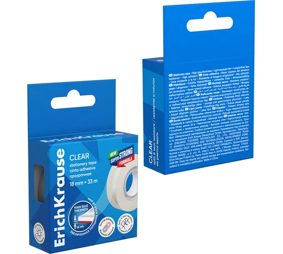 Клейкая лента ErichKrause Clear прозрачная, 18 ммх33 м (в коробке по 1 шт) 58722
