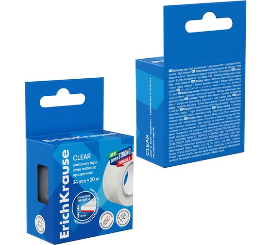 Клейкая лента ErichKrause Clear прозрачная, 24 ммх20 м (в коробке по 1 шт) 58723