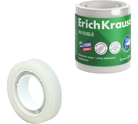 Набор ErichKrause из 4 клейких лент Невидимая, 12 мм x 20 м, прозрачная с матовой поверхностью (в пленке) 63577