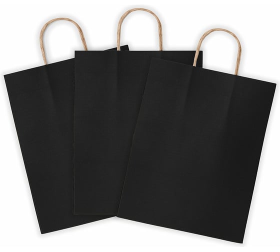 Крафт пакет бумажный ОФИСМАГ Black 26х15х35 см, с кручеными ручками, плотность 80 гр/м2, моноцвет 112429 701004