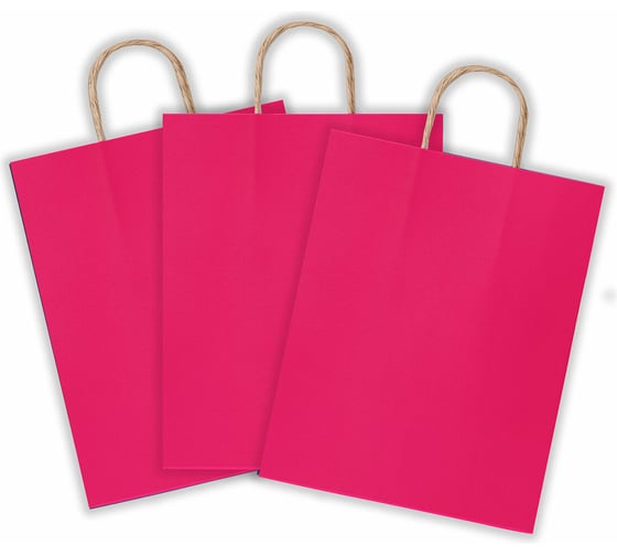 Крафт пакет бумажный ОФИСМАГ Ruby red 26х15х35 см, с кручеными ручками, плотность 80гр/м2, моноцвет 112412 701002
