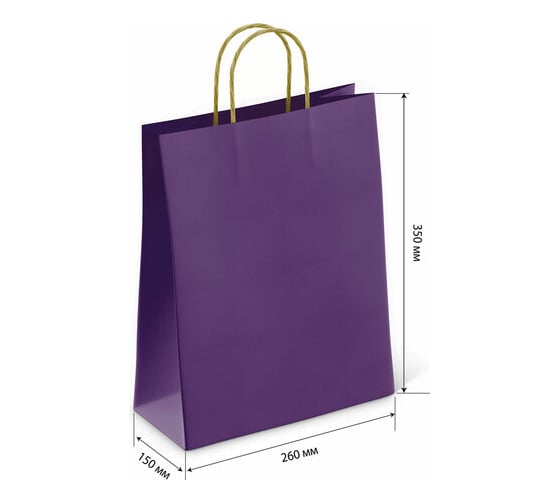 Крафт пакет бумажный ОФИСМАГ Dark violet 26х15х35 см, с кручеными ручками, 80 гр/м2, моноцвет, 112405 701003