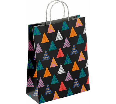 Крафт пакет бумажный ОФИСМАГ Геометрия 22х12х25 см, с кручеными ручками, плотность 100 гр/м2, белый 112290 700998