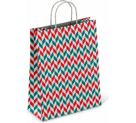 Крафт пакет бумажный ОФИСМАГ Зигзаг 26х15х35 см, с кручеными ручками, плотность 100 гр/м2, белый 113211 701009