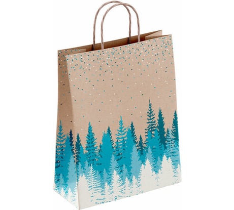 Крафт пакет бумажный ОФИСМАГ Лес 26х15х35 см, с кручеными ручками, плотность 80 гр/м2 112498 701005