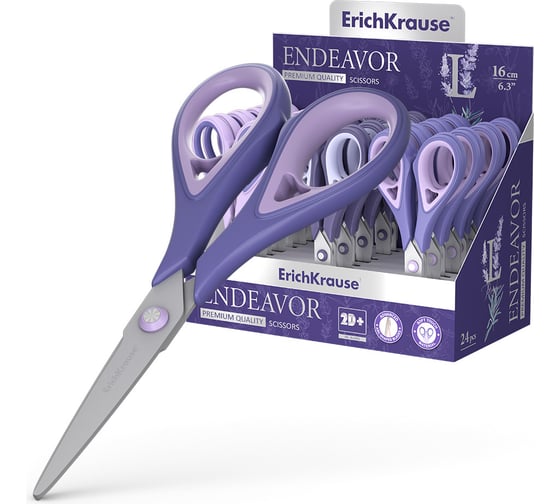 Ножницы ErichKrause Endeavor Lavender, 16 см, ассорти в дисплее по 24 шт 56926