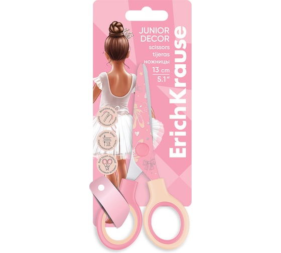Ножницы ErichKrause Junior Decor Pointes, с принтом на лезвиях, 13см в блистере по 1 шт 60491 1
