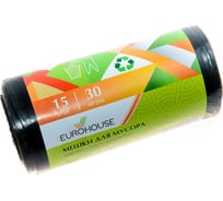 Мешки для мусора (15 шт; 30 л; 22 мкм; ПВД) EUROHOUSE 13153