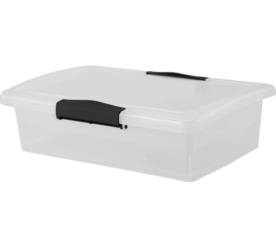 Ящик для хранения Blocker п/п, 255x170x70, 1,9 л, с крышкой, на клипсах, цвет прозрачный кристалл 36185