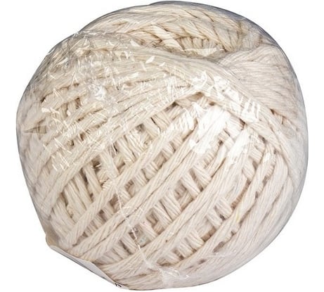 Хлопчатобумажный шпагат ЭБИС 1500 текс, 50 м, белый 73853