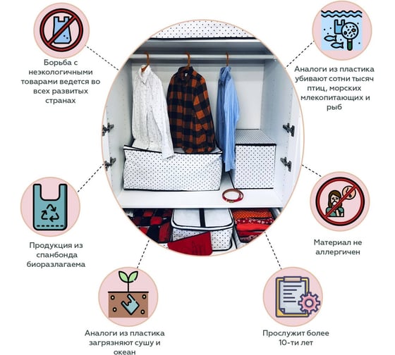 Большой органайзер HOMSU Eco White на 6 секций 39х39х15 см HOM-1258