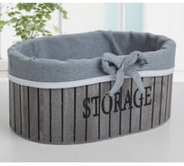 Деревянная овальная корзина для хранения Доляна Storage 28х19х11 см, цвет серый, малая 3549375