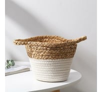 Плетеная корзина для хранения Доляна Мэни 20х20х15.5 см, цвет белый 5600094