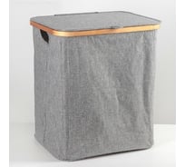 Корзина для белья Доляна Минимал с крышкой 40х33х45,5 см, серая 4333601