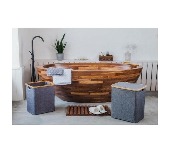 Корзина для белья Доляна Минимал с крышкой 40х33х45,5 см, серая 4333601