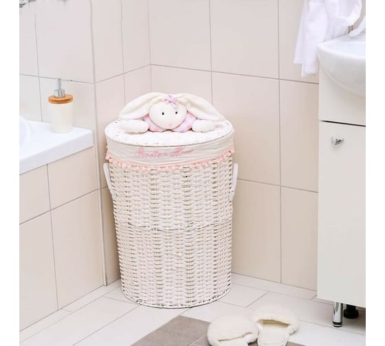 Круглая плетеная корзина для белья Доляна Sweet Home 40х40х54 см 3960385