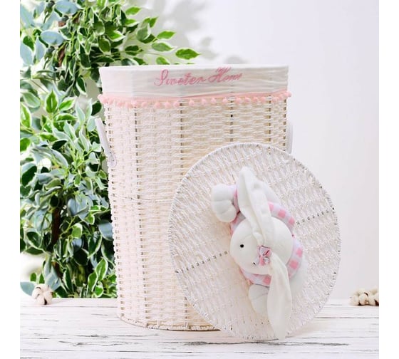 Круглая плетеная корзина для белья Доляна Sweet Home 40х40х54 см 3960385