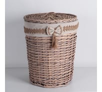 Овальная плетеная корзина для белья Доляна Бантик 36х36х46 см 4562946