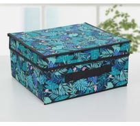 Короб для хранения с крышкой Доляна Тропики 30х28х15 см, цвет синий 2694158