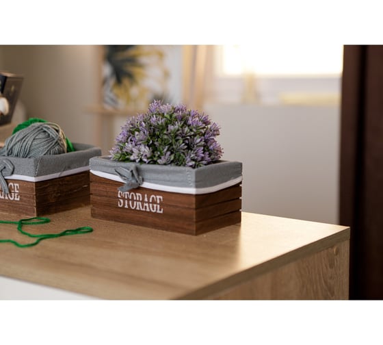 Деревянная квадратная корзина для хранения Доляна Storage 19х19х11 см, цвет коричневый, средняя 3549371