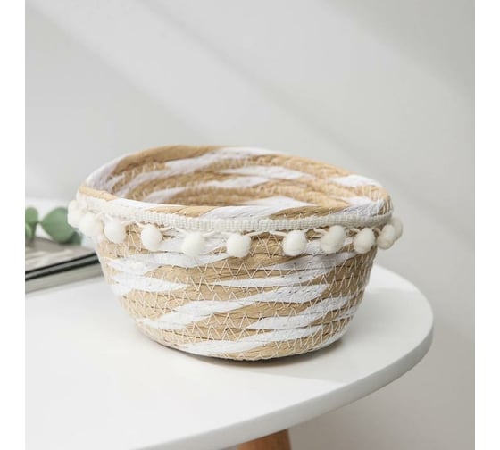 Корзина для хранения Доляна Мокко 18х14х8.5 см, цвет бежево-белый 5442972 1
